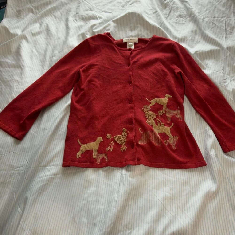 Susan-bristol Women's Red and Burgundy Cardigan
